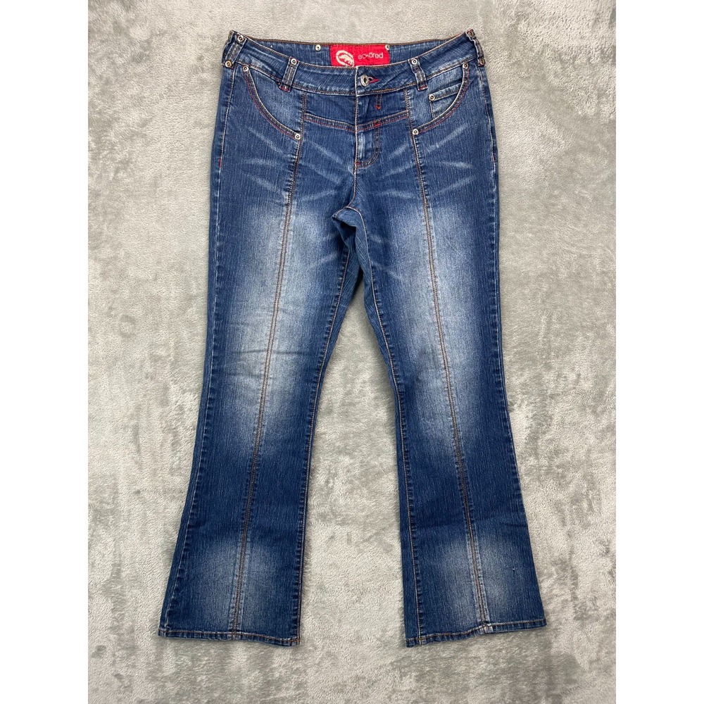 VTG Ecko Red Women's Flare‎ Jeans Size 9 (30x31) Boot Cut Stretch Blue 90s 1972